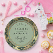 Assiettes En Carton Elégant Gold Sage Vert verdure Feuille Mariage (Fête)