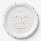 Assiettes En Carton Elegant Gold Script Christmas Party  (Devant)