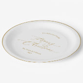 Assiettes En Carton Elegant Gold Script “Merry Christmas” (Angle)