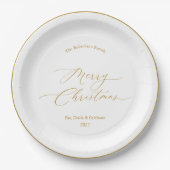 Assiettes En Carton Elegant Gold Script “Merry Christmas” (Devant)