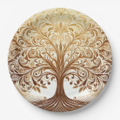 Assiettes En Carton Elegant Gold Tree of Life Celebration (Devant)