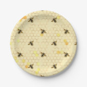 Assiettes En Carton Élégant Gold Yellow Bees Honeypeb (Devant)