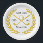 Assiettes En Carton Elégant Golf Club Gold Wreath personnalisé<br><div class="desc">Housse de tête de conducteur de club d'or personnalisée dans un design élégant, moderne, minimaliste, chic. Housse de tête de conducteur de golf personnalisée avec couronne de laurier, deux clubs de golf croisés et balle de golf. Housse de tête de conducteur de golf personnalisée avec votre logo, nom, texte, année,...</div>