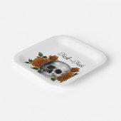 Assiettes En Carton Elegant Goth Floral Skull Trick Or Treat Halloween (Angulaire)