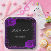 Assiettes En Carton Élégant Goth Purple Roses (Fête)