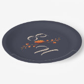 Assiettes En Carton Élégant gothique Floral minimal Mariage Monogramme (Angle)