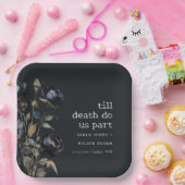 Assiettes En Carton Elégant gothique noir Rose noir Mariage (Fête)