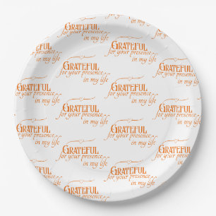 Assiettes En Carton Élégant Grateful Thanksgiving Typographie d'automn