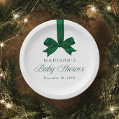 Assiettes En Carton Elegant Green Bow Christmas Baby Shower