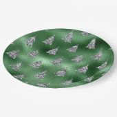 Assiettes En Carton Elegant Green & Faux Silver Trees Christmas (Angle)
