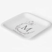 Assiettes En Carton Élégant gris blanc Mariage de couronne (Angulaire)