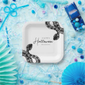 Assiettes En Carton Élégant Halloween Serpent Noir Et Blanc (Fête)