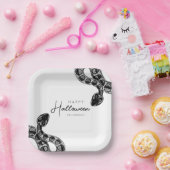 Assiettes En Carton Élégant Halloween Serpent Noir Et Blanc (Fête)