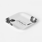 Assiettes En Carton Élégant Halloween Serpent Noir Et Blanc (Angulaire)