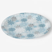 Assiettes En Carton Élégant Hiver Bleu Parties scintillant argent Snow (Angle)