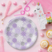Assiettes En Carton Élégant Hiver violet Parties scintillant d'argent  (Fête)