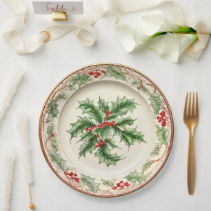 Assiettes En Carton Élégant Holiday Holly