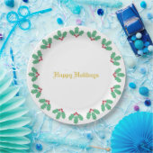 Assiettes En Carton Elegant Holly Berry Wreath (Fête)