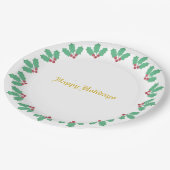 Assiettes En Carton Elegant Holly Berry Wreath (Angle)