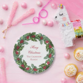 Assiettes En Carton Elegant Holly et Berries Wreath Joyeux Noël (Fête)