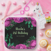 Assiettes En Carton Elegant Hot Pink Flowers Birthday Party (Fête)