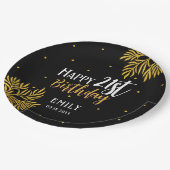 Assiettes En Carton Elégant Joyeux 21ème anniversaire Gold Foliage Par (Angle)