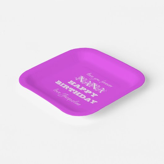 Assiettes En Carton Elégant Joyeux Anniversaire Nana Script Simple Chi (Angulaire)