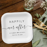 Assiettes En Carton Élégant Joyeux Jamais Après Mariage<br><div class="desc">Plaques en papier élégantes pour votre réception de mariage,  fêtes de fiançailles,  dîner de répétition,  douches de couple et autres célébrations de mariage avec "Happily Ever After" en simple typographie et un script chic avec des swashes,  vos prénoms rejoints par un coeur et votre date de mariage.</div>