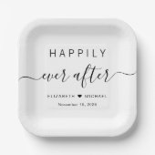 Assiettes En Carton Élégant Joyeux Jamais Après Mariage (Recto)