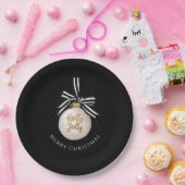 Assiettes En Carton Élégant Joyeux Noël Bauble Noir (Fête)