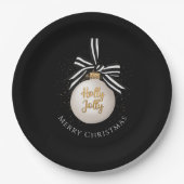 Assiettes En Carton Élégant Joyeux Noël Bauble Noir (Devant)