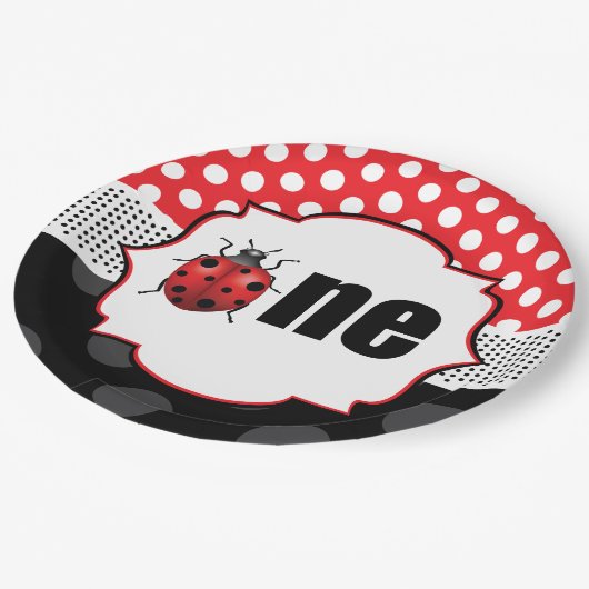 Assiettes En Carton Elegant Ladybug premier anniversaire (Angle)