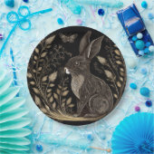 Assiettes En Carton Elégant lapin en noir et beige (Fête)