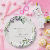 Assiettes En Carton Élégant Lavande Eucalyptus Mariage de feuillage fe (Fête)