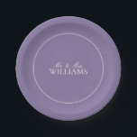 Assiettes En Carton Élégant Lavender Lavender Classic Script Mariage<br><div class="desc">Plaque de réception classique et élégante en lavande lilas, avec calligraphie script. Parfait pour la mariée moderne ayant une liaison formelle. Voir la suite ici : https://www.zazzle.com/collections/elegant_lilac_lavender_classic_script_wedding-119845502590580190 Contacter le concepteur pour les produits correspondants pour compléter la suite, OU pour les variations de couleur de ce design. Merci tellement pour soutenir...</div>