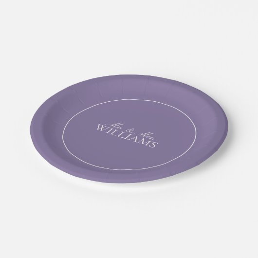 Assiettes En Carton Élégant Lavender Lavender Classic Script Mariage (Angle)