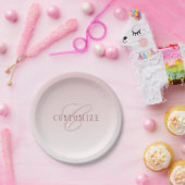 Assiettes En Carton Élégant lettrage et monogramme | Rose Ombre (Fête)
