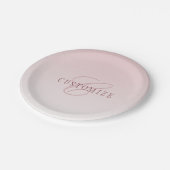 Assiettes En Carton Élégant lettrage et monogramme | Rose Ombre (Angle)