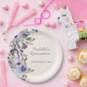 Assiettes En Carton Elégant Lilac bleu Floral Horizontal Quinceañera (Fête)