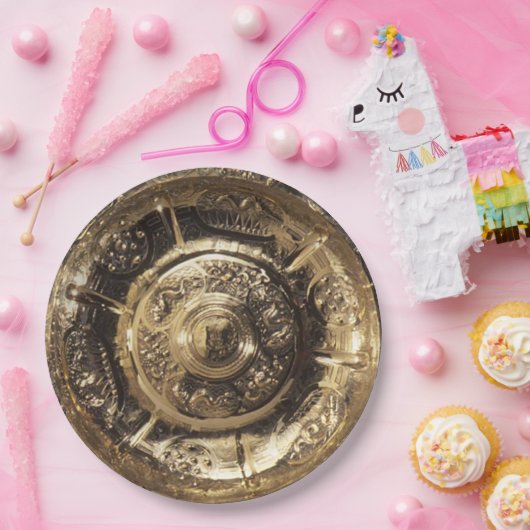 Assiettes En Carton Elégant look d'or décoratif Festif (Fête)