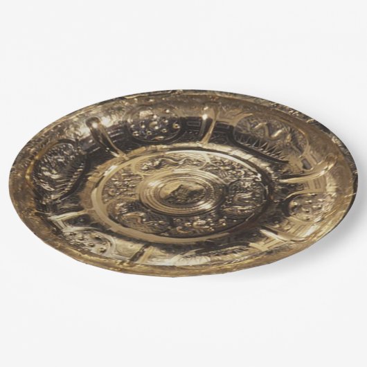 Assiettes En Carton Elégant look d'or décoratif Festif (Angle)