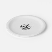 Assiettes En Carton Élégant lustre noir blanc Mariage (Angle)