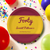 Assiettes En Carton Elégant Luxe Bourgogne Et Or 40ème Anniversaire