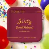 Assiettes En Carton Elégant Luxe Bourgogne Et Or Moderne Anniversaire