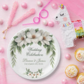 Assiettes En Carton Elégant Magnolia Blanc Mariage Hiver Pine Tree (Fête)