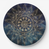 Assiettes En Carton Elégant Mandala Gold Blue Galaxy (Devant)