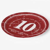 Assiettes En Carton Élégant marbre rouge 10 ans de travail Anniversair (Angle)