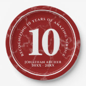 Assiettes En Carton Élégant marbre rouge 10 ans de travail Anniversair (Devant)