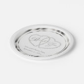 Assiettes En Carton Élégant Mariage blanc et argent (Angle)