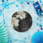 Assiettes En Carton Élégant Mariage blanc Magnolia (Fête)